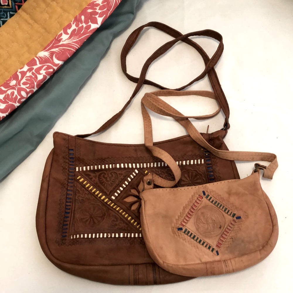 Vintage Moroccan Leather Purses Set of 2